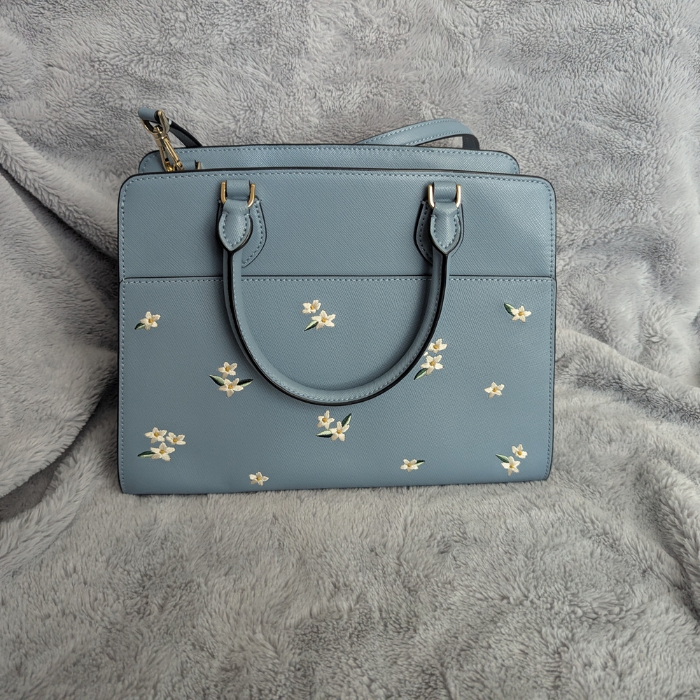 kate spade Light Blue Floral Embellished Crossbody Satchel - Picture 2 of 4